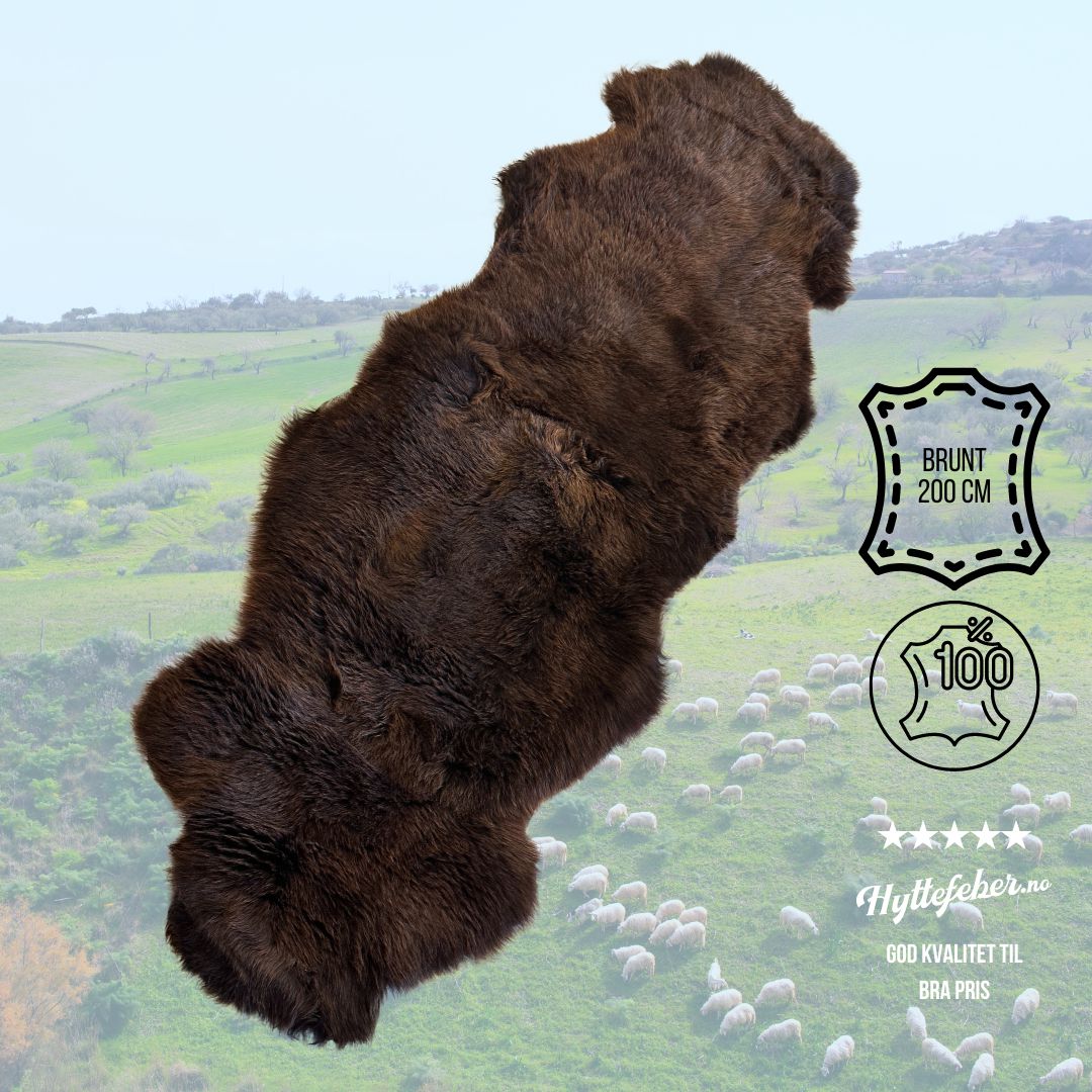XXL Dobbelt-Saueskinn / Brun - 200cm-Saueskinn-Hyttefeber-Hyttefeber