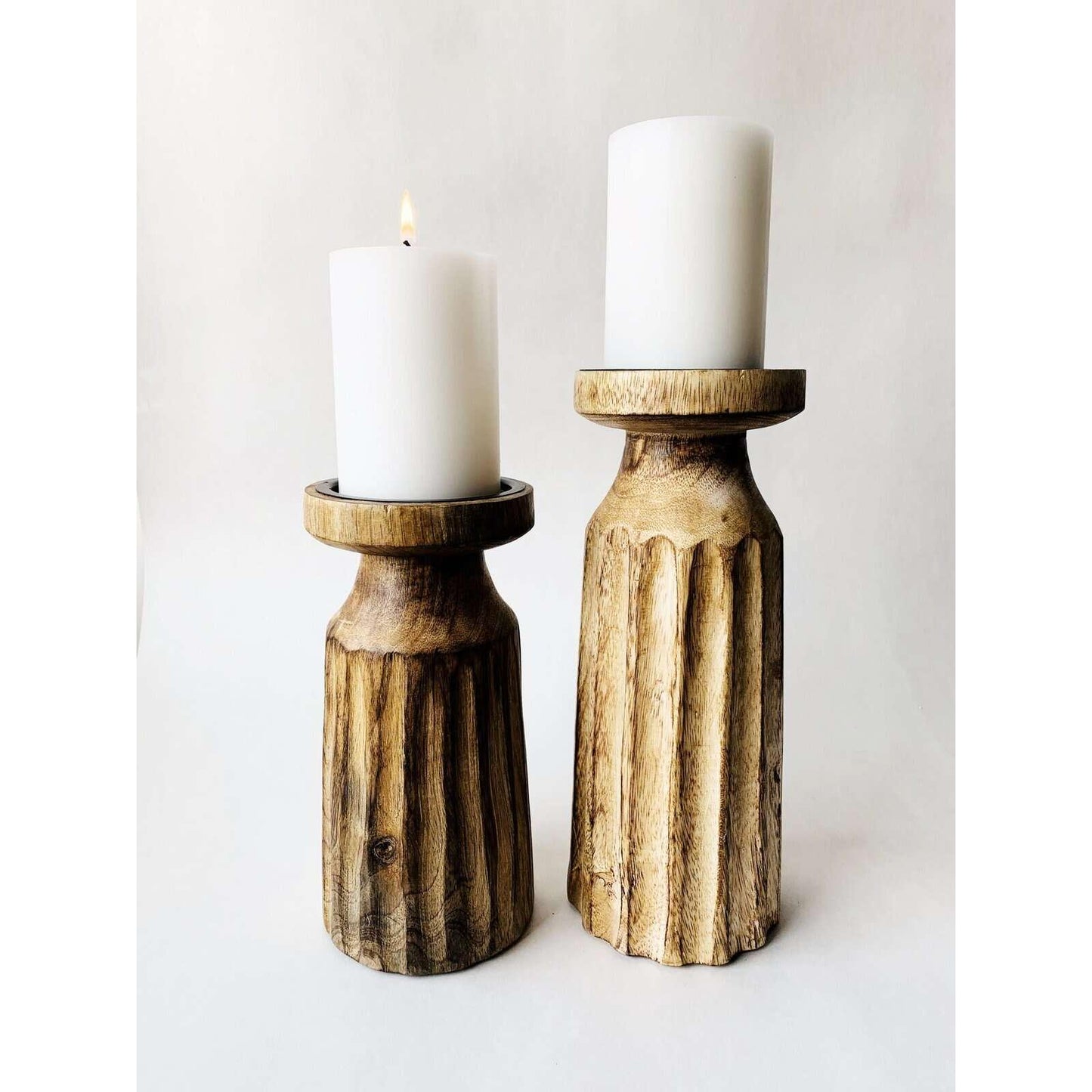 Lysestake i tre - Kubbe H 25 cm-lys-Trend Design-Hyttefeber