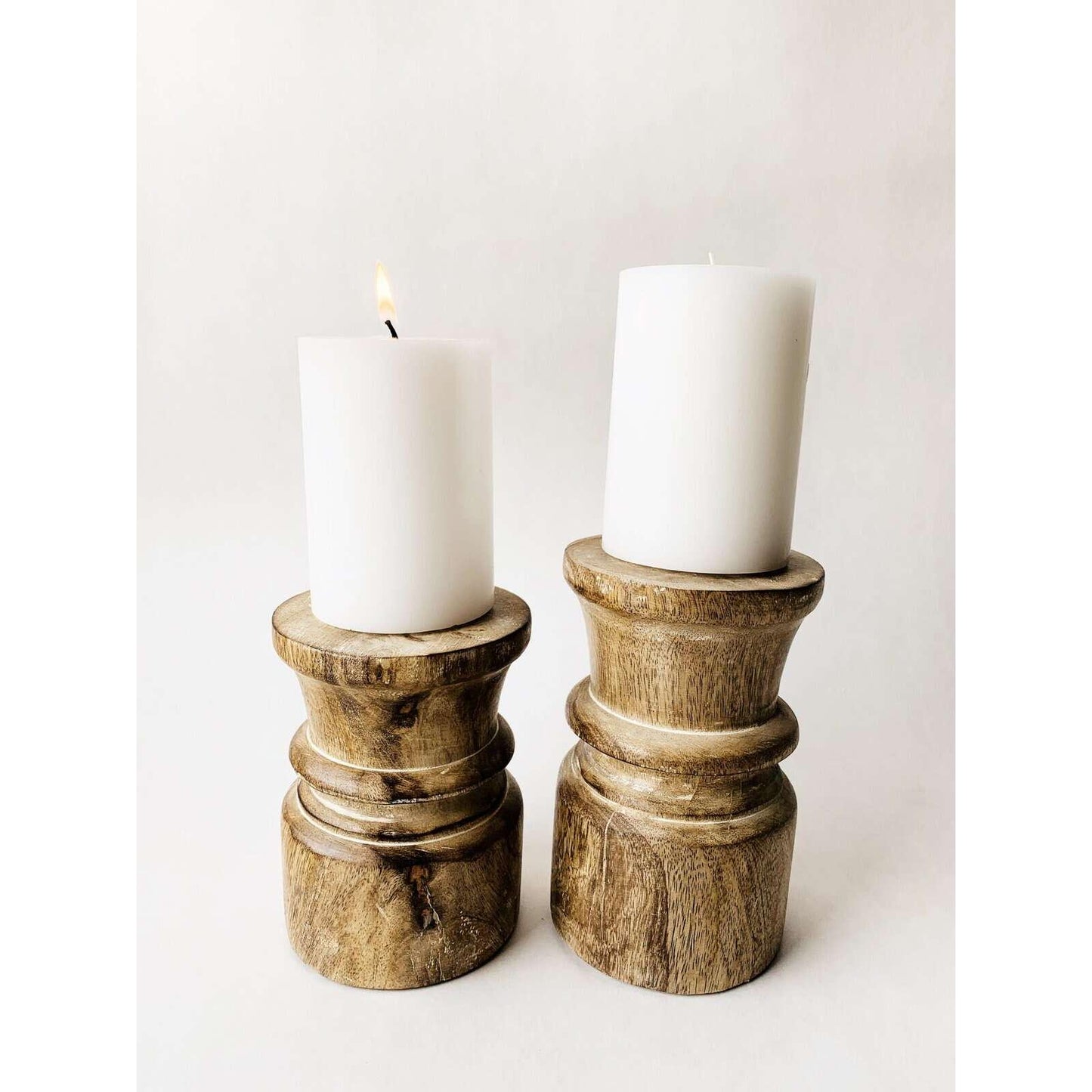 Lysestake i tre - Kubbe - 15cm-lys-Trend Design-Hyttefeber