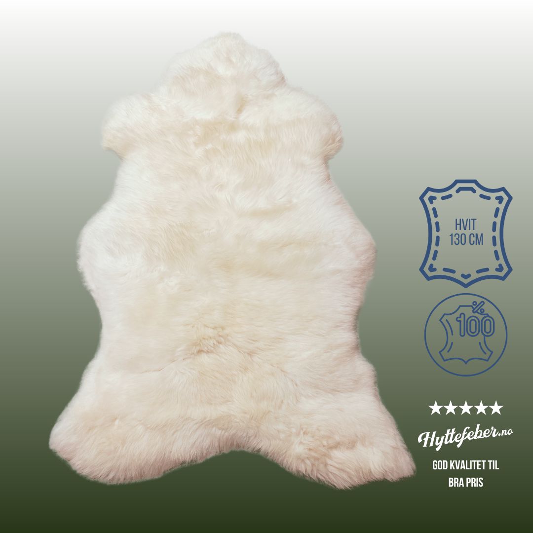 Saueskinn - Ekstra luftig Hvit 130cm-Saueskinn-Hyttefeber-Hyttefeber