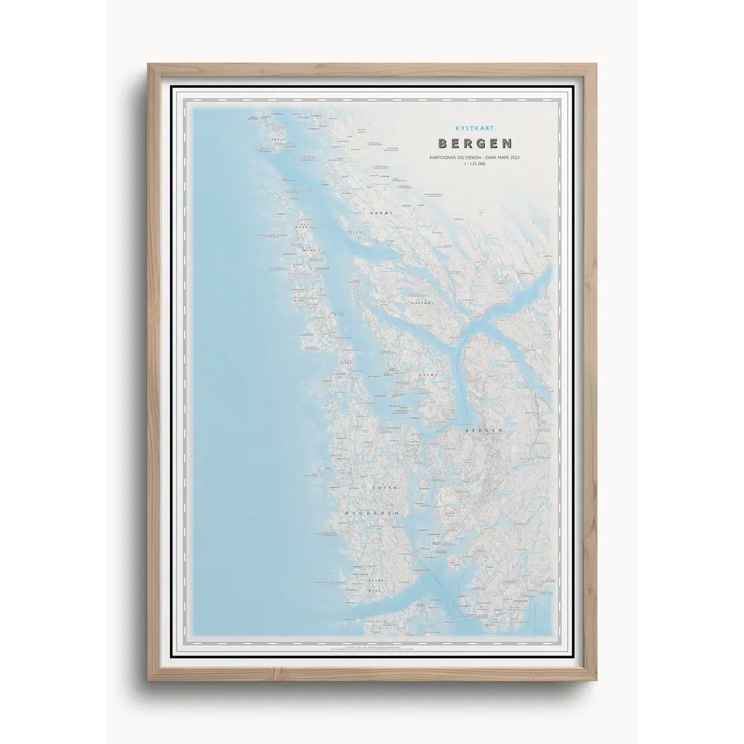 Kystkart Bergen (50x70 cm)-Maps-Dapamaps-Hyttefeber