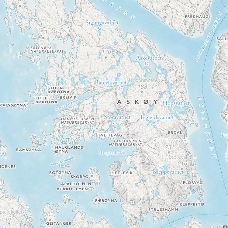 Kystkart Bergen (50x70 cm)-Maps-Dapamaps-Hyttefeber