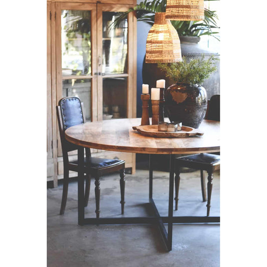 Vintage Rundt Bord - Mangotre/Metall D:150cm/H:76cm-Møbler og Bord-Trend Design-Hyttefeber
