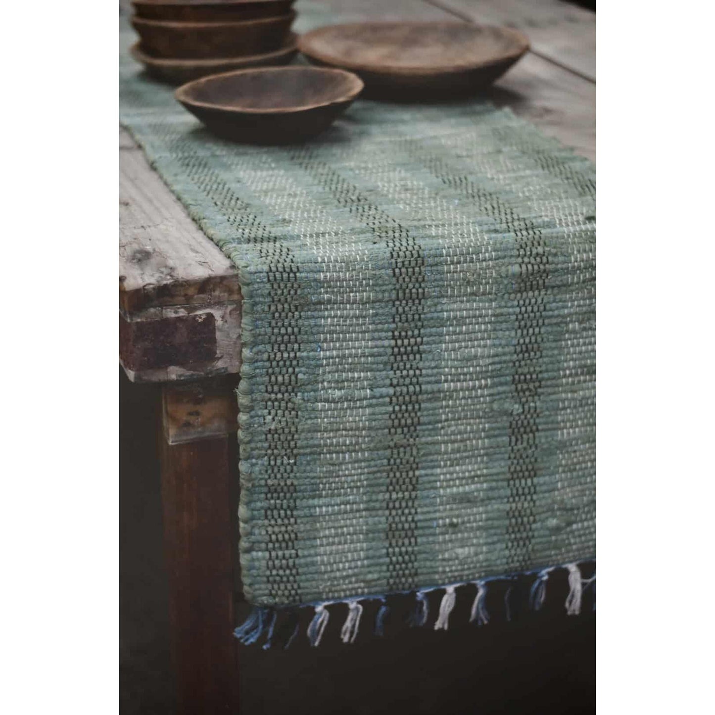 Løper - Bomull - Striper 40×140 Cm - Sjøgrønn-Dørmatte-Trend Design-Hyttefeber