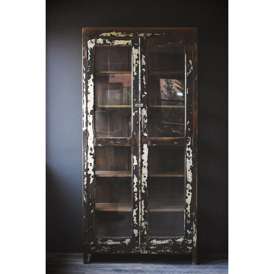 Vintage Høyskap Med Glass I Siden 105x45x205cm-Møbler og Bord-Trend Design-Hyttefeber