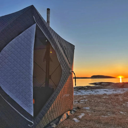 Saunatelt Svalerød - med vedovn-Saunatelt-Lettsauna-Hyttefeber