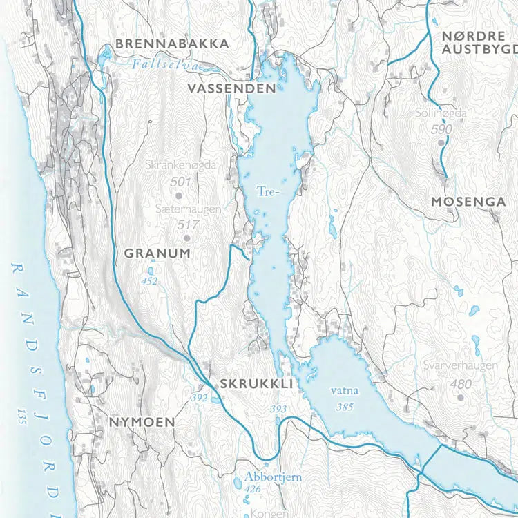 Skikart Gjøvikmarka og Vardalsåsen (50 x 70 cm)-Maps-Dapamaps-Hyttefeber