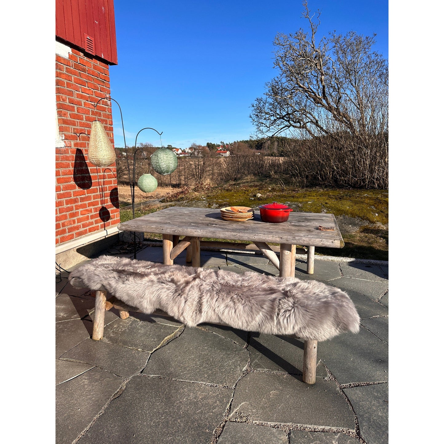 XXL Dobbelt-Saueskinn / GrÄ - 200cm-Saueskinn-Hyttefeber-Hyttefeber