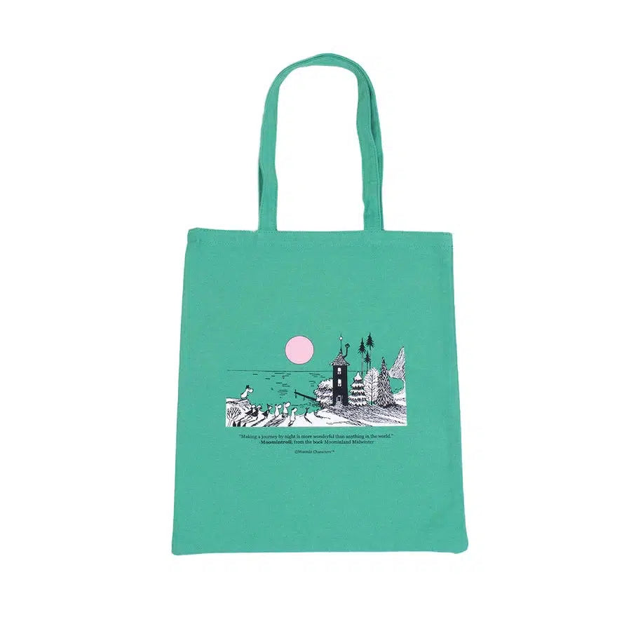 Moomin Tote Bag - Moominvalley - Green-Tote Bag-Moomin By NordicBuddies-Hyttefeber