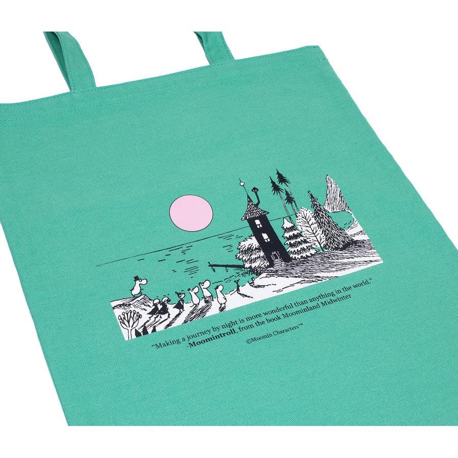 Moomin Tote Bag - Moominvalley - Green-Tote Bag-Moomin By NordicBuddies-Hyttefeber