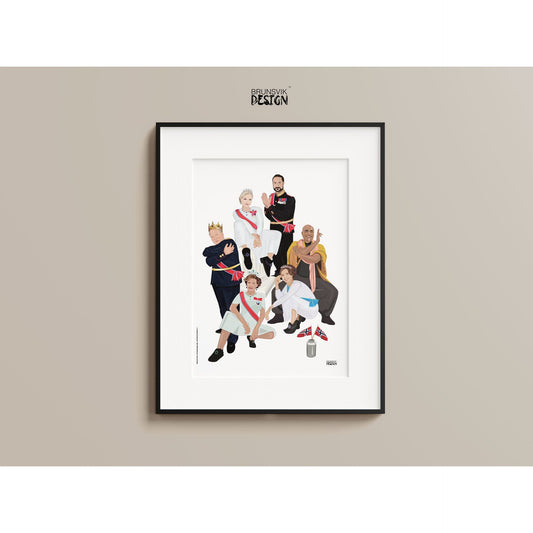 Norwegian Royal Squad pt. 2 (signert/nummerert)-Kunsttrykk-Brunsvik Design-Hyttefeber