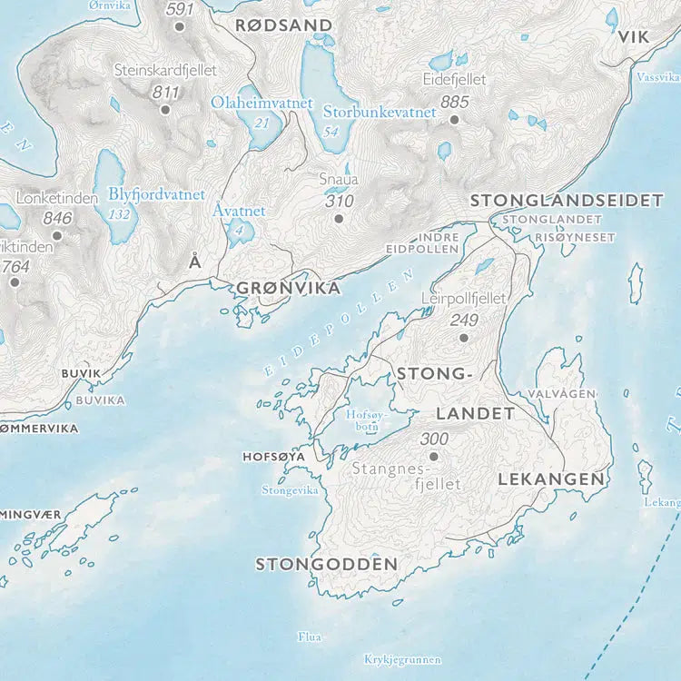 Kystkart - Senja (50x70 cm)-Maps-Dapamaps-Hyttefeber