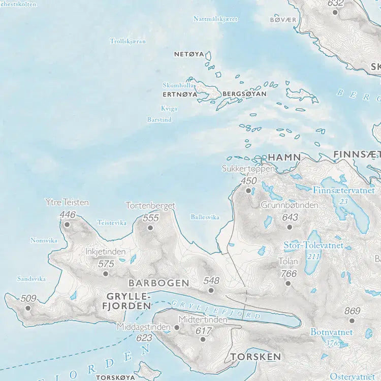 Kystkart - Senja (50x70 cm)-Maps-Dapamaps-Hyttefeber