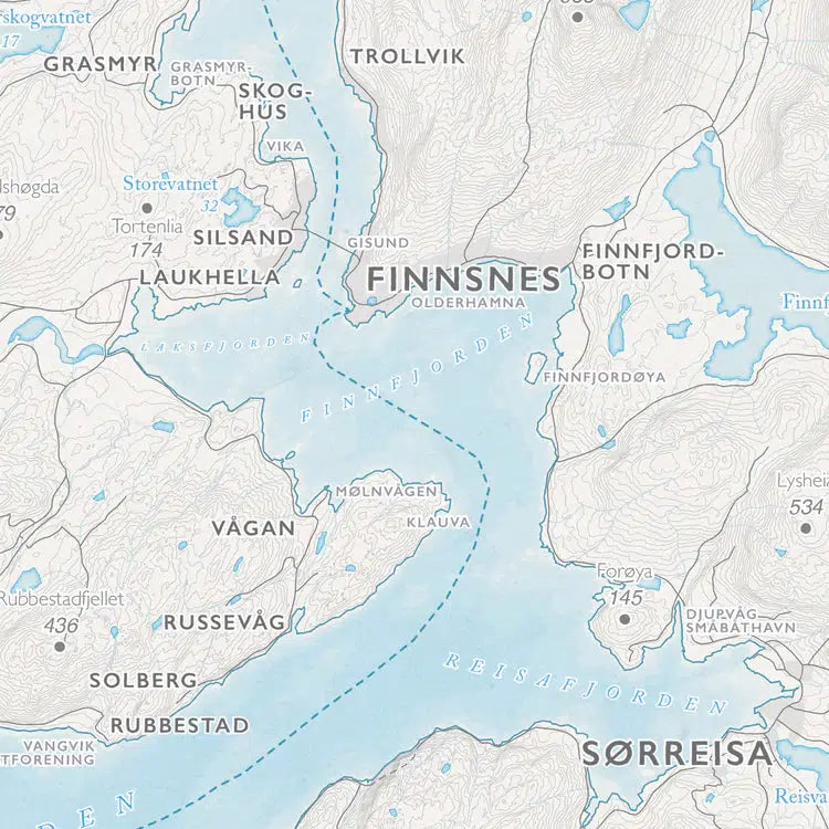 Kystkart - Senja (50x70 cm)-Maps-Dapamaps-Hyttefeber