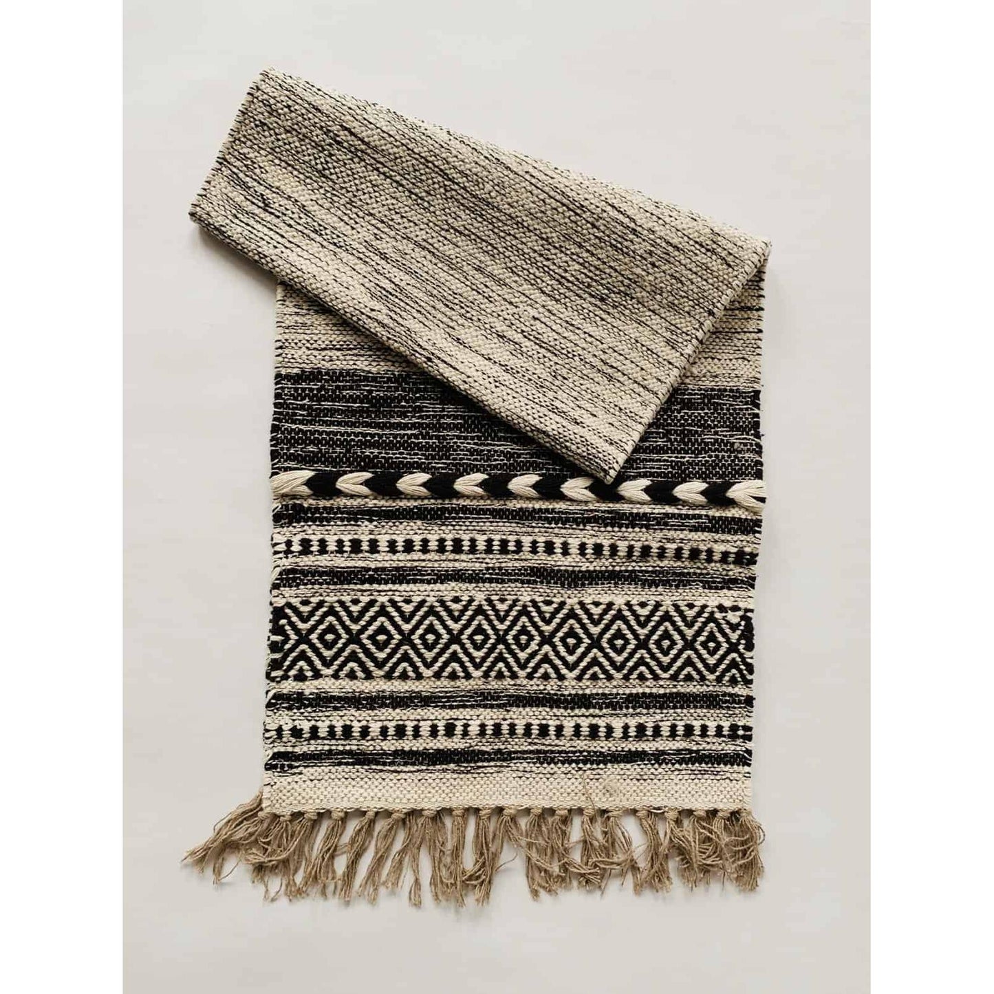 Løper - Bomull - 40×150 Cm - Sort / Natur-Dørmatte-Trend Design-Hyttefeber