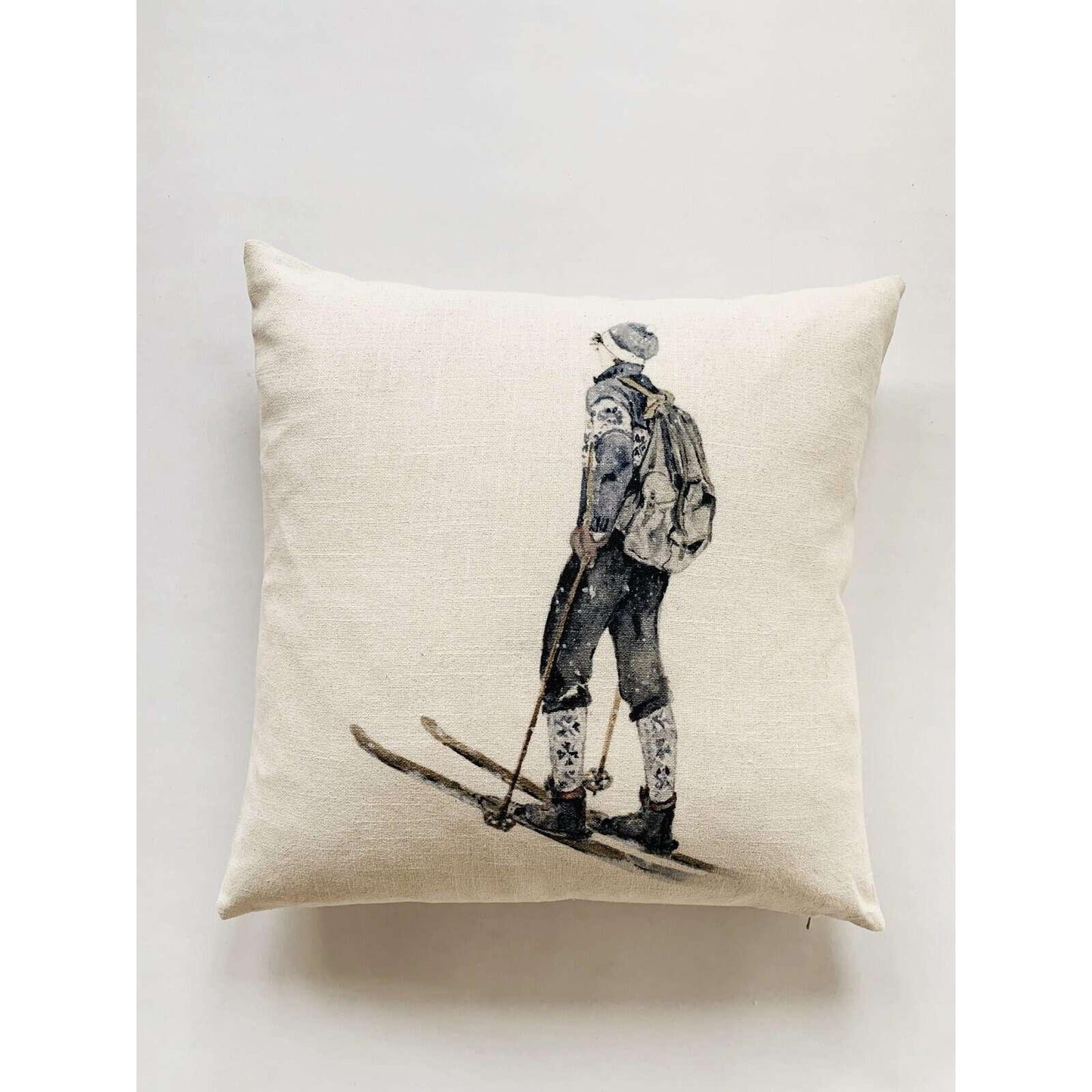 Putetrekk 50×50 Cm - Gabriel På Ski (Akvarell Malt Av Anita Sletten - Nordicwild)-Putetrekk-Trend Design-Hyttefeber