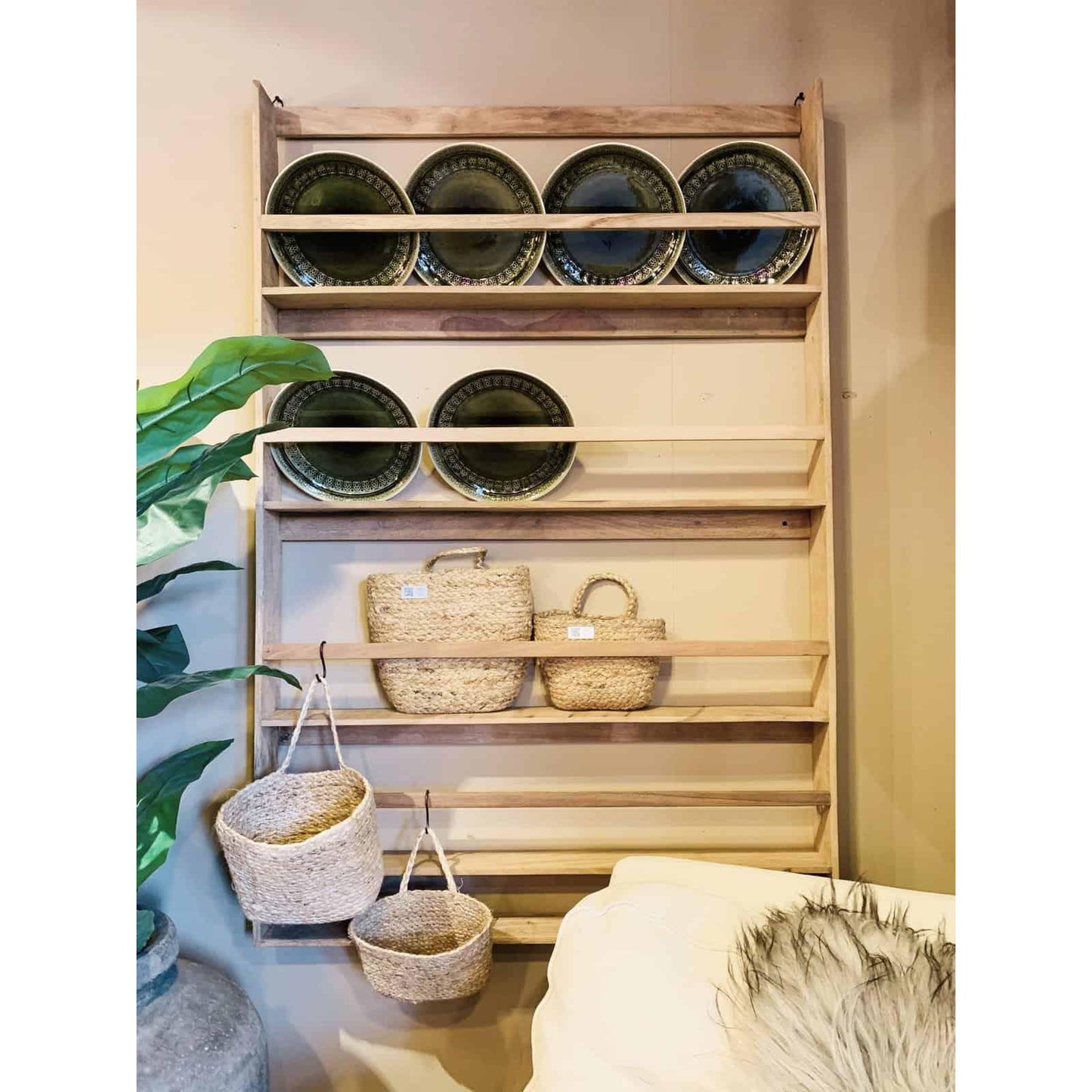 Vintage Tallerkenhylle - 100x10x150cm-Møbler og Bord-Trend Design-Hyttefeber