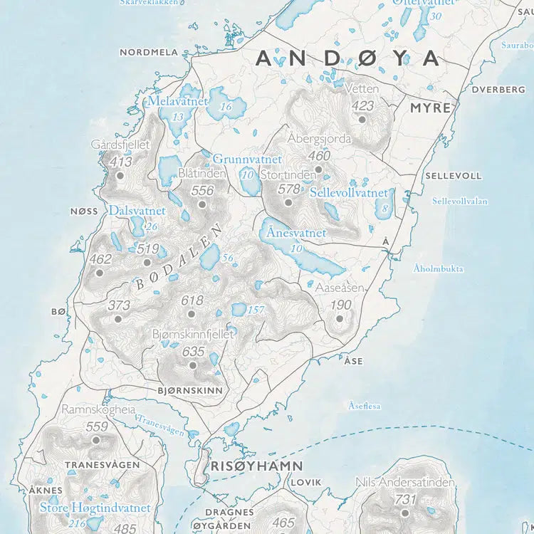 Kystkart - Vesterålen (50x70 cm)-Maps-Dapamaps-Hyttefeber