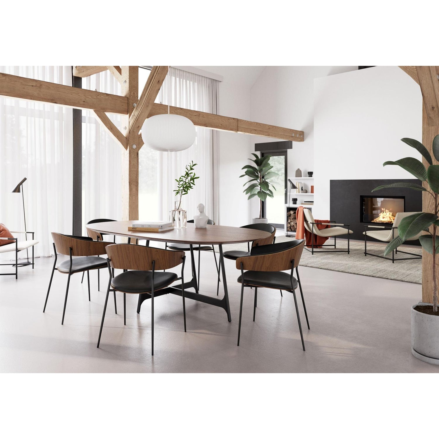 Dan-Form - Crib spisestol i finèr og kunstskinn - 2 stk-Møbler og Bord-Interio-Hyttefeber