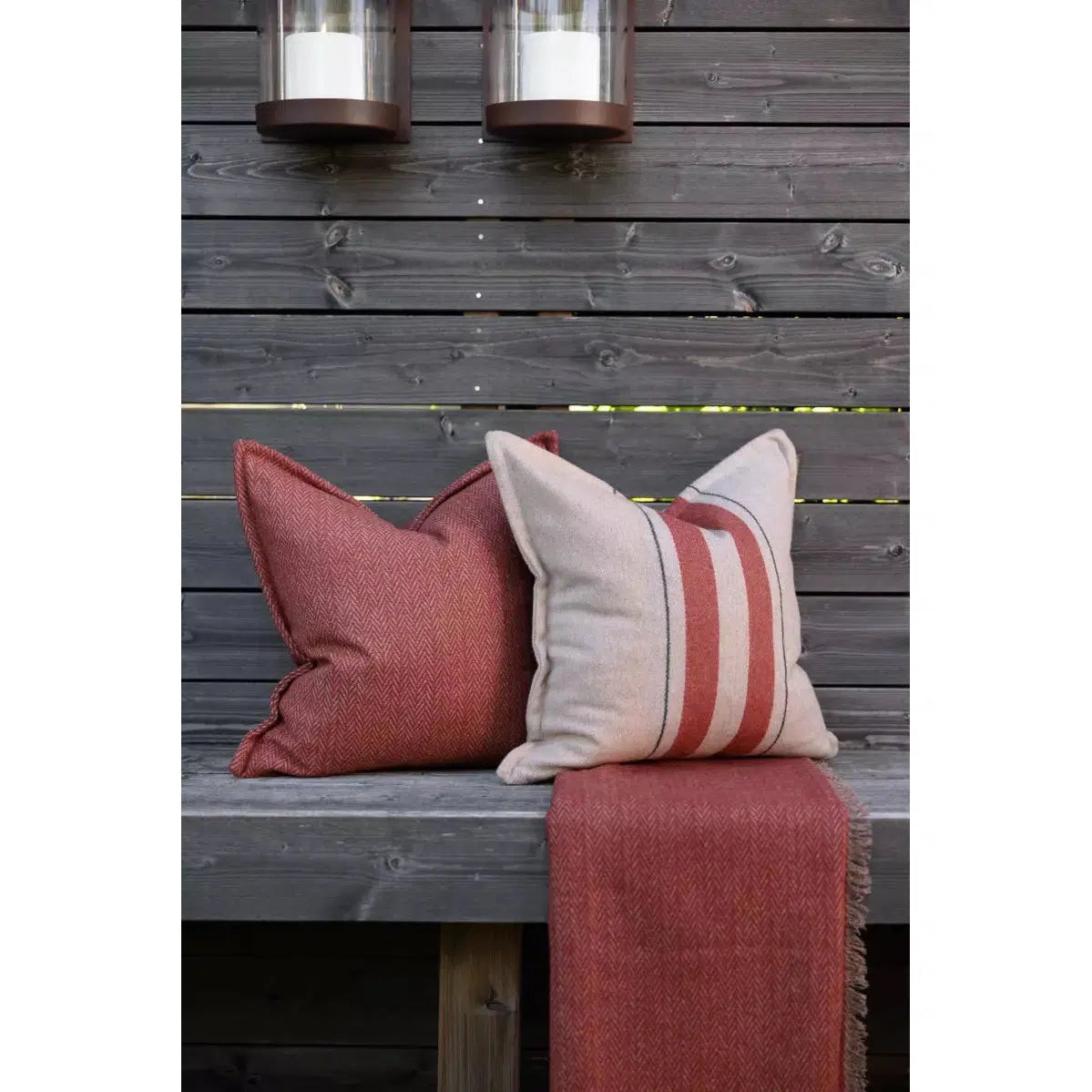 Halvor Bakke - Putetrekk - Vivero - Resirkulert Ull - Beige m/rust - 50x50-Putetrekk-Lama-Hyttefeber