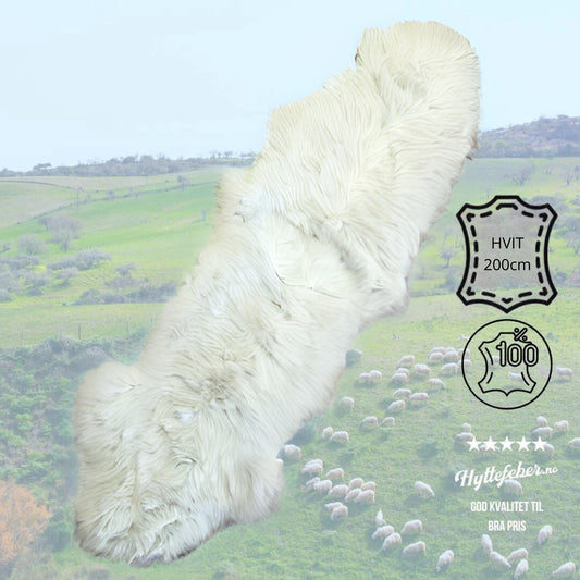 XXL Dobbelt-Saueskinn / Naturhvit-Saueskinn-Hyttefeber-Hyttefeber