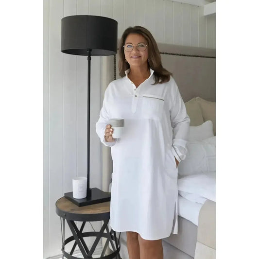 Halvor Bakke - St. George nattskjorte - Beige/Pure Cashmere-Nattskjorte-Norvigroup-Hyttefeber