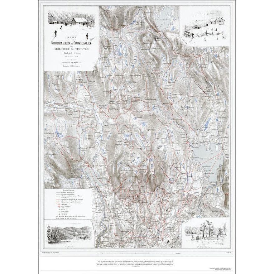 Verdens første og eldste skikart (Ernst Bjerknes 1890)-Maps-Dapamaps-Uten ramme-Hyttefeber