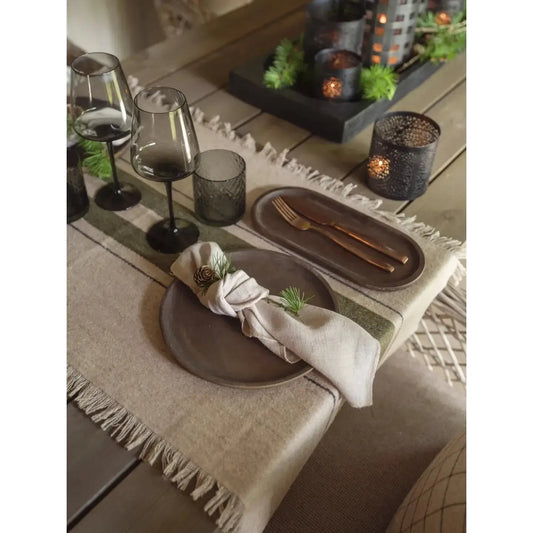 Halvor Bakke - Vivero Bordløper - Resirkluert Ull - Beige/grønn - 50x140cm-Norvigroup-Hyttefeber