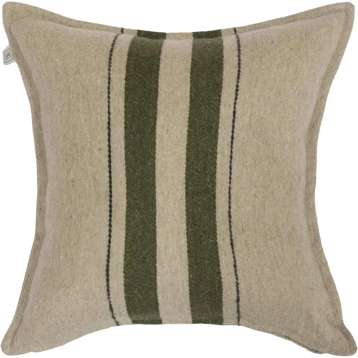Halvor Bakke - Putetrekk - Vivero - Resirkulert Ull - Beige m/grønn - 50x50-Putetrekk-Norvigroup-Hyttefeber