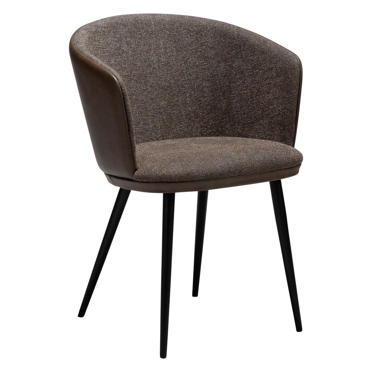 Spisestuestol Dan-Form "Hey" i stoff og kunstskinn (2 stk)-Møbler og Bord-interio-Brun bouclè-Hyttefeber