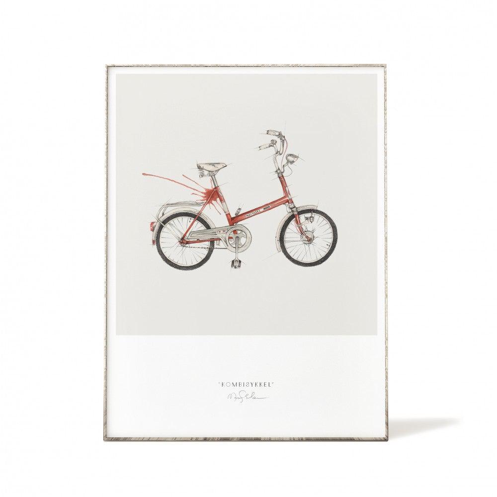 Kunsttrykk 30x40cm - Kombisykkel-Til Veggen-Emmeselle-Hyttefeber