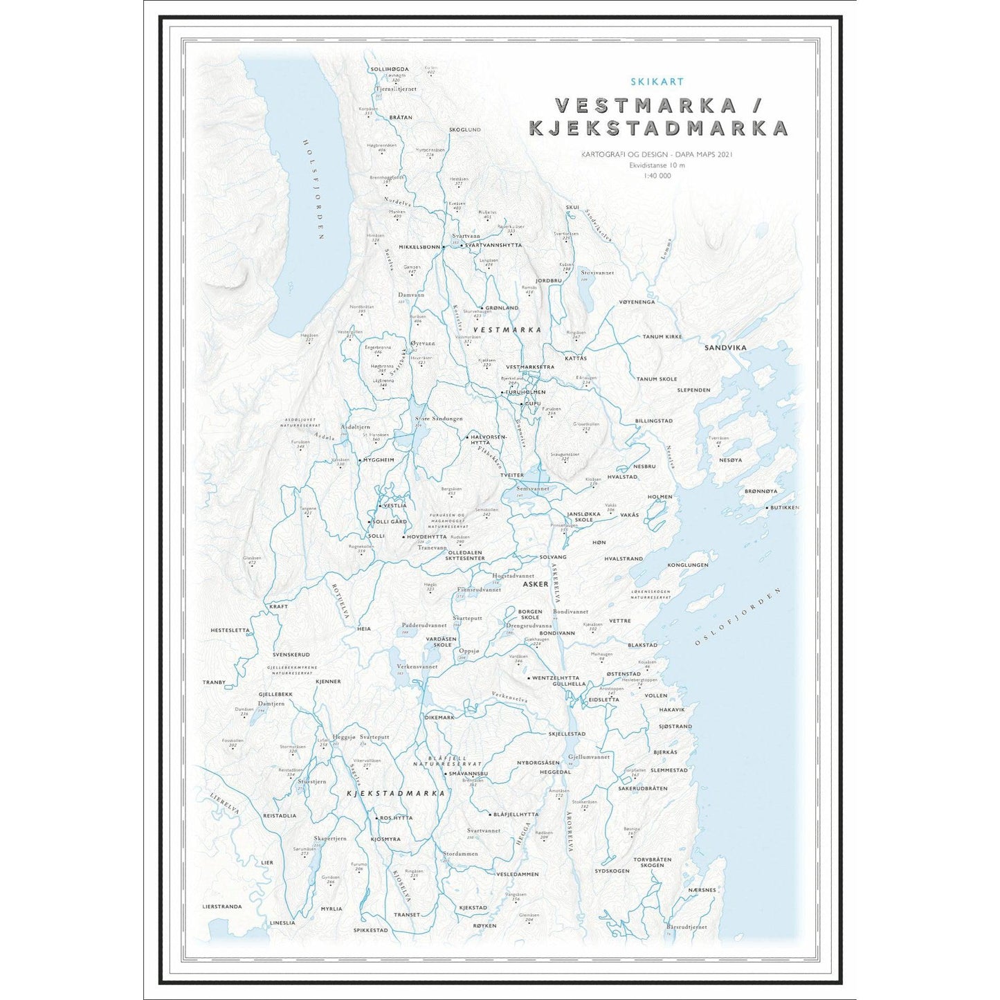 Skikart Vestmarka og Kjekstadmarka (50x70 cm) - Dapa Maps