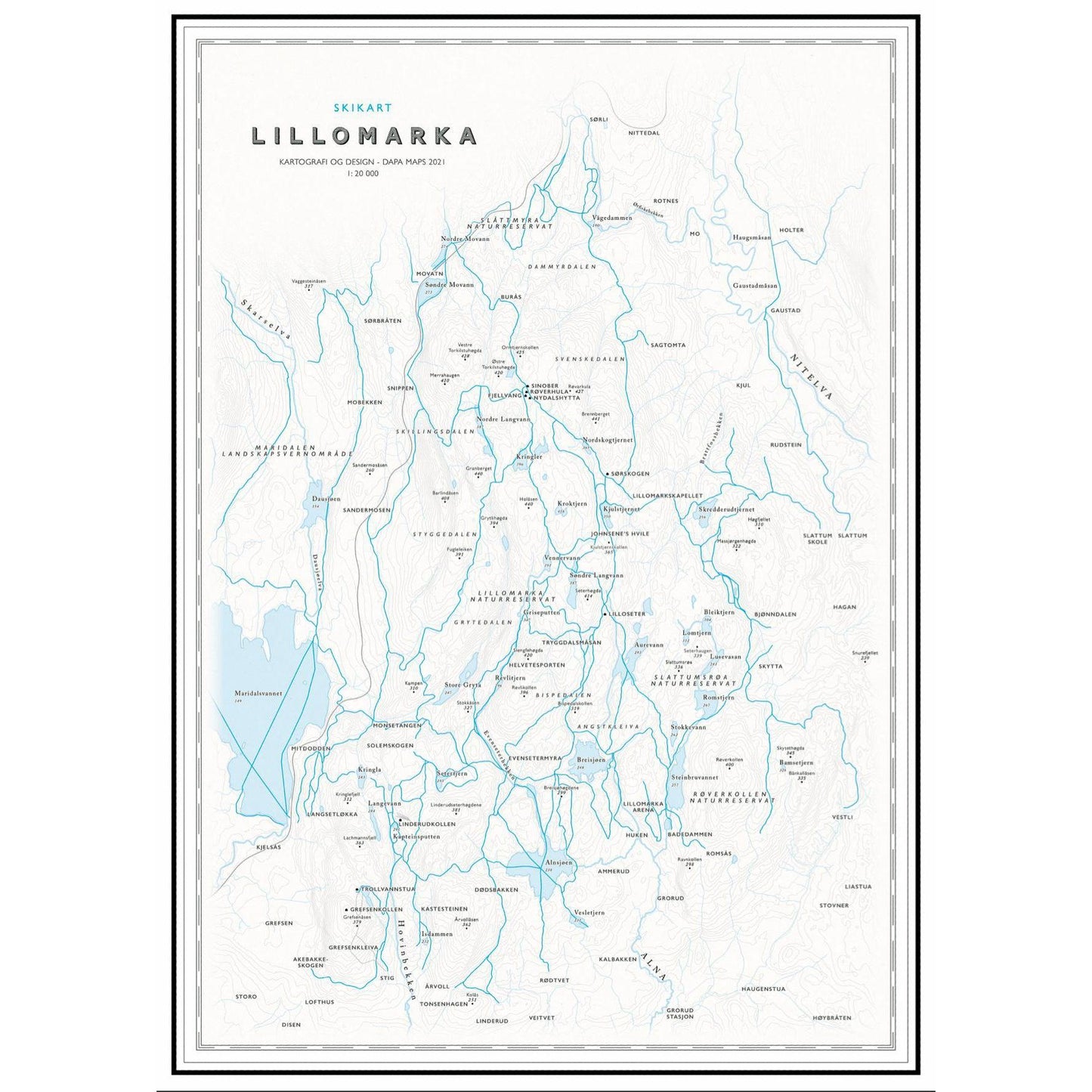 Skikart Lillomarka (50x70 cm) - Dapa Maps