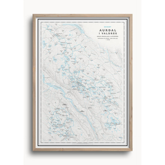 Skikart Aurdal i Valdres (50x70 cm)-Maps-Dapamaps-Hyttefeber