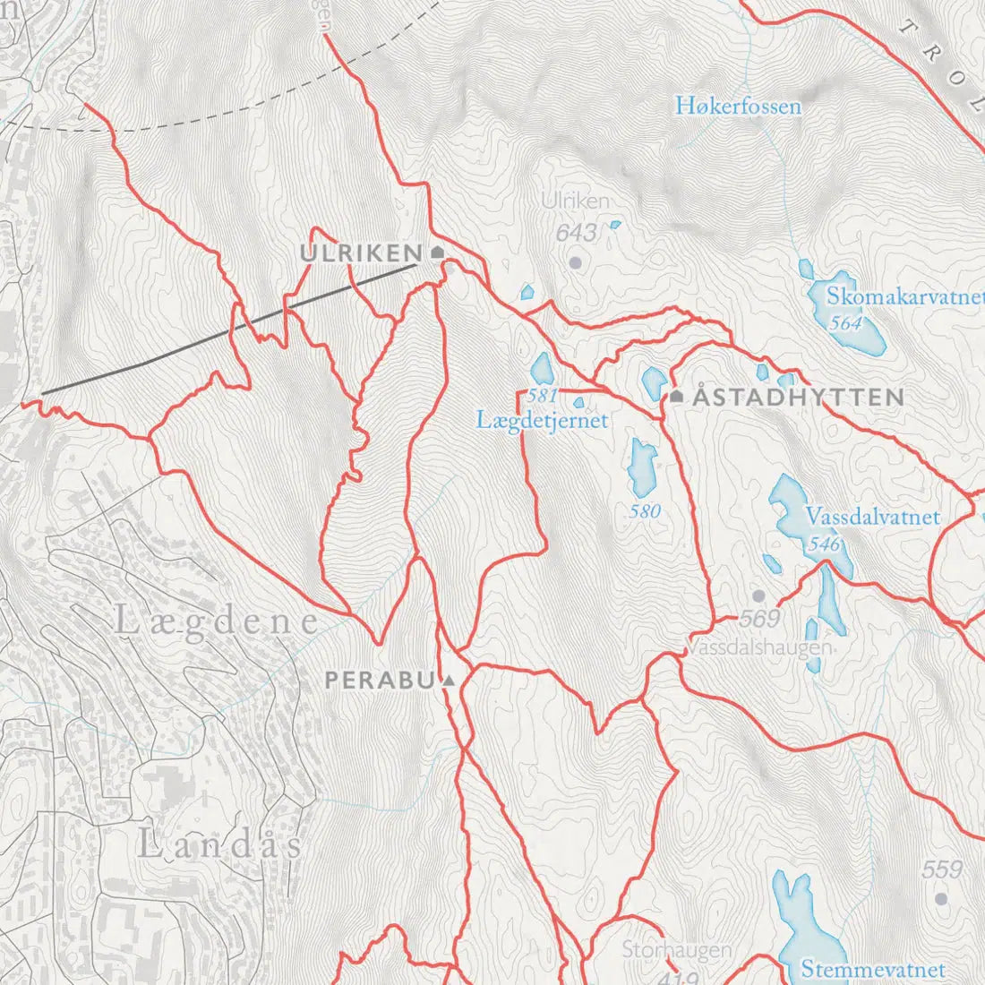 Fjellkart Bergen (50x70 cm)-Maps-Dapamaps-Hyttefeber