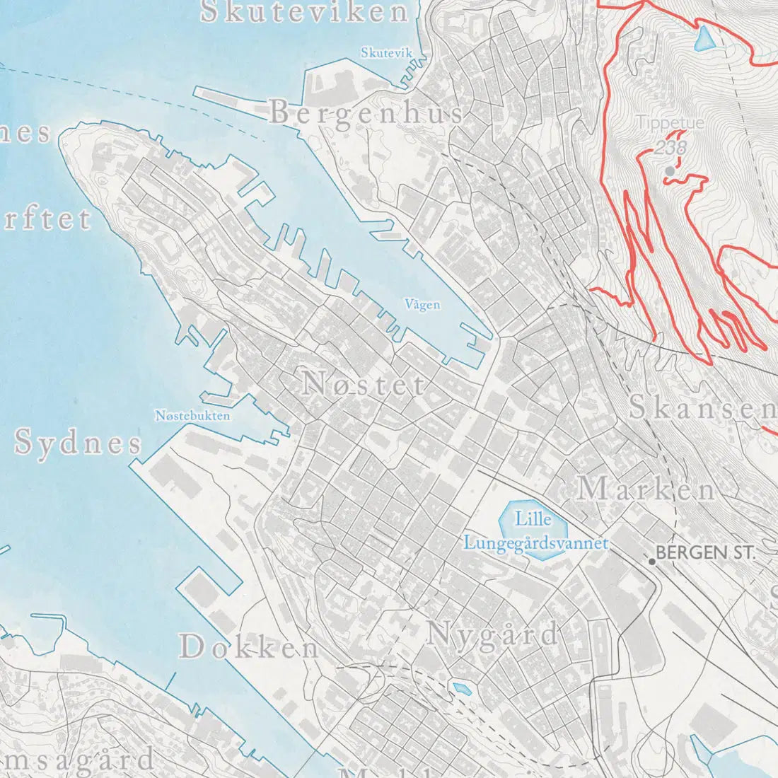 Fjellkart Bergen (50x70 cm)-Maps-Dapamaps-Hyttefeber