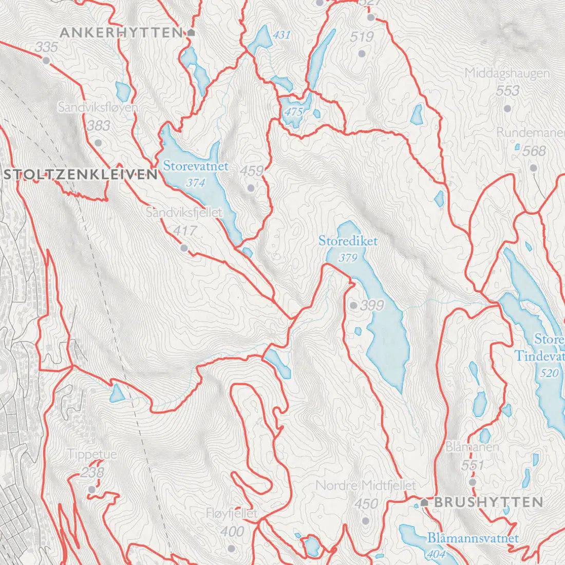 Fjellkart Bergen (50x70 cm)-Maps-Dapamaps-Hyttefeber