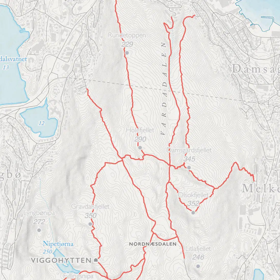 Fjellkart Bergen (50x70 cm)-Maps-Dapamaps-Hyttefeber