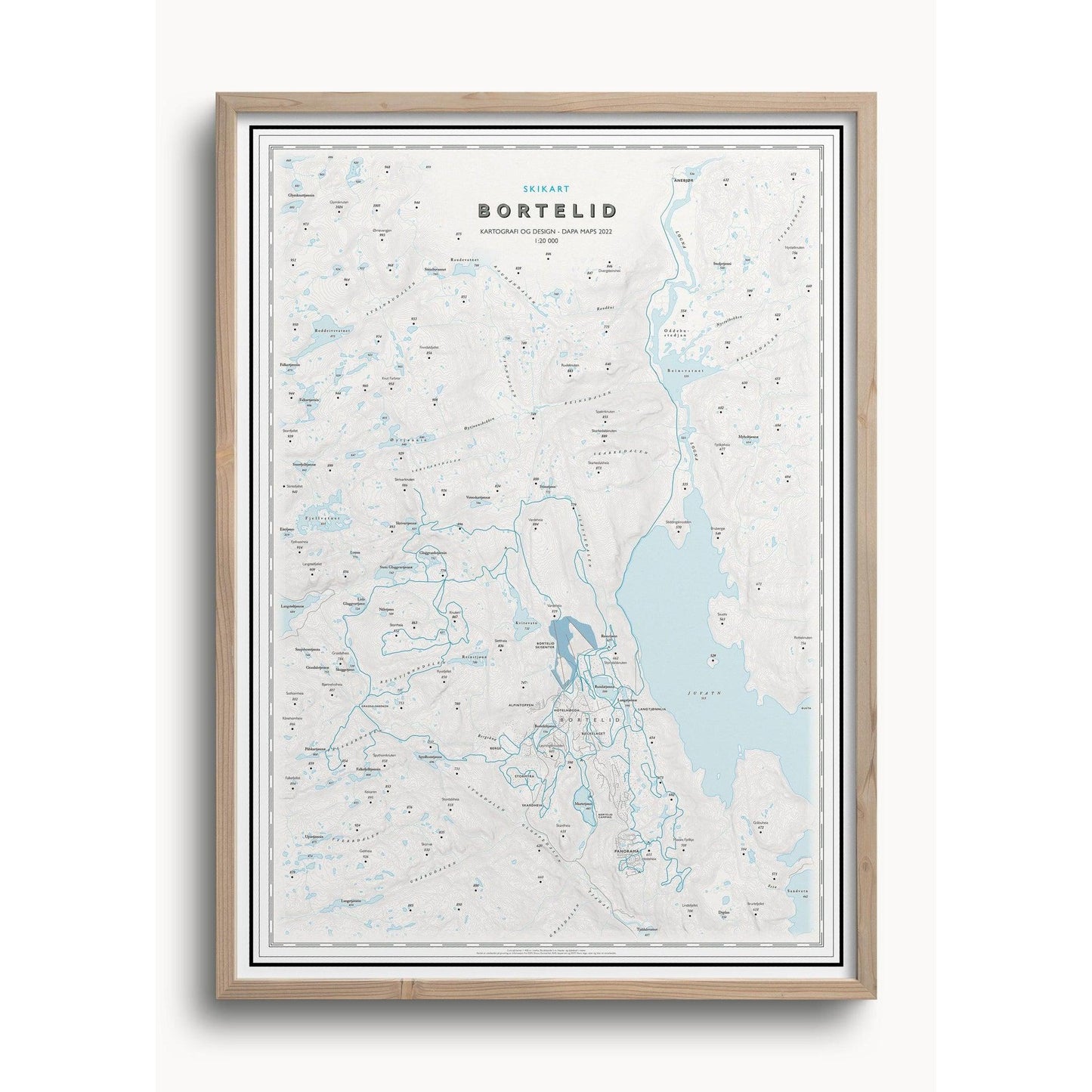 Skikart Bortelid (50x70 cm)-Maps-Dapamaps-Hyttefeber
