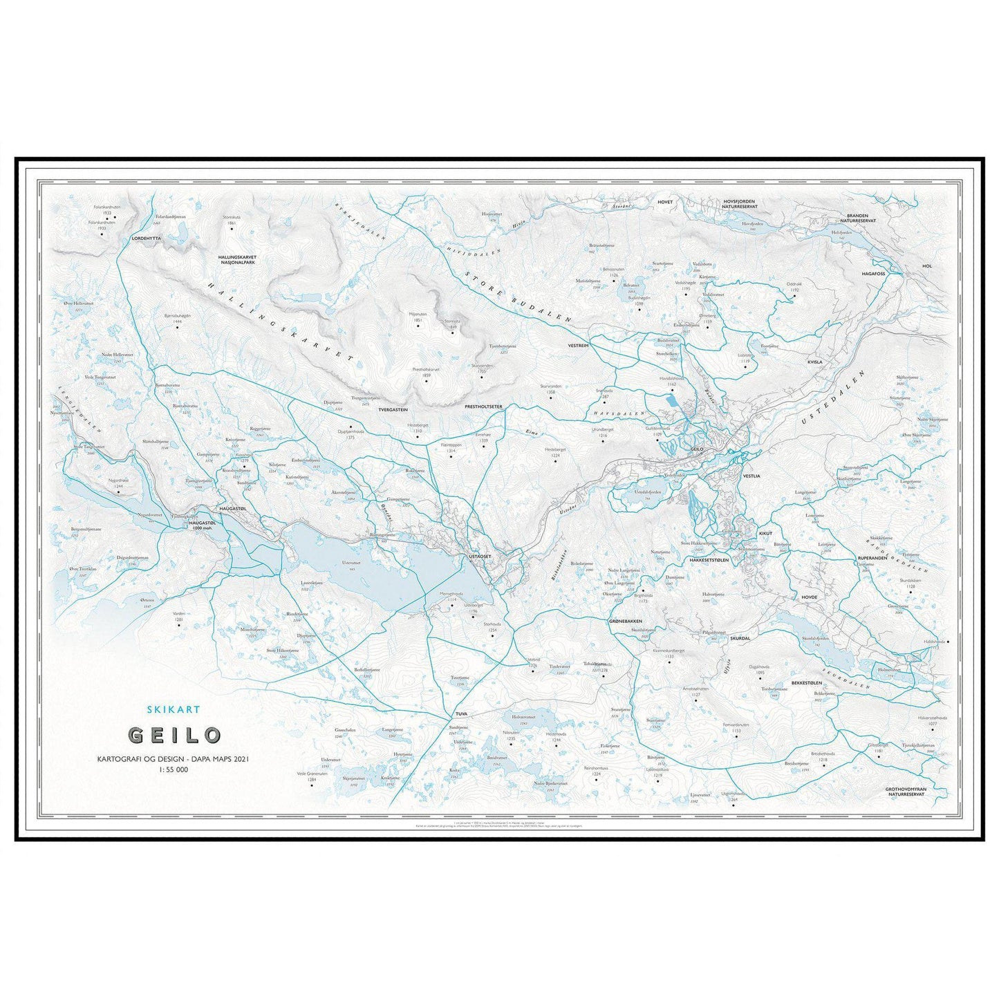 Skikart for Geilo (50x70cm)-Skikart-Dapamaps-Hyttefeber