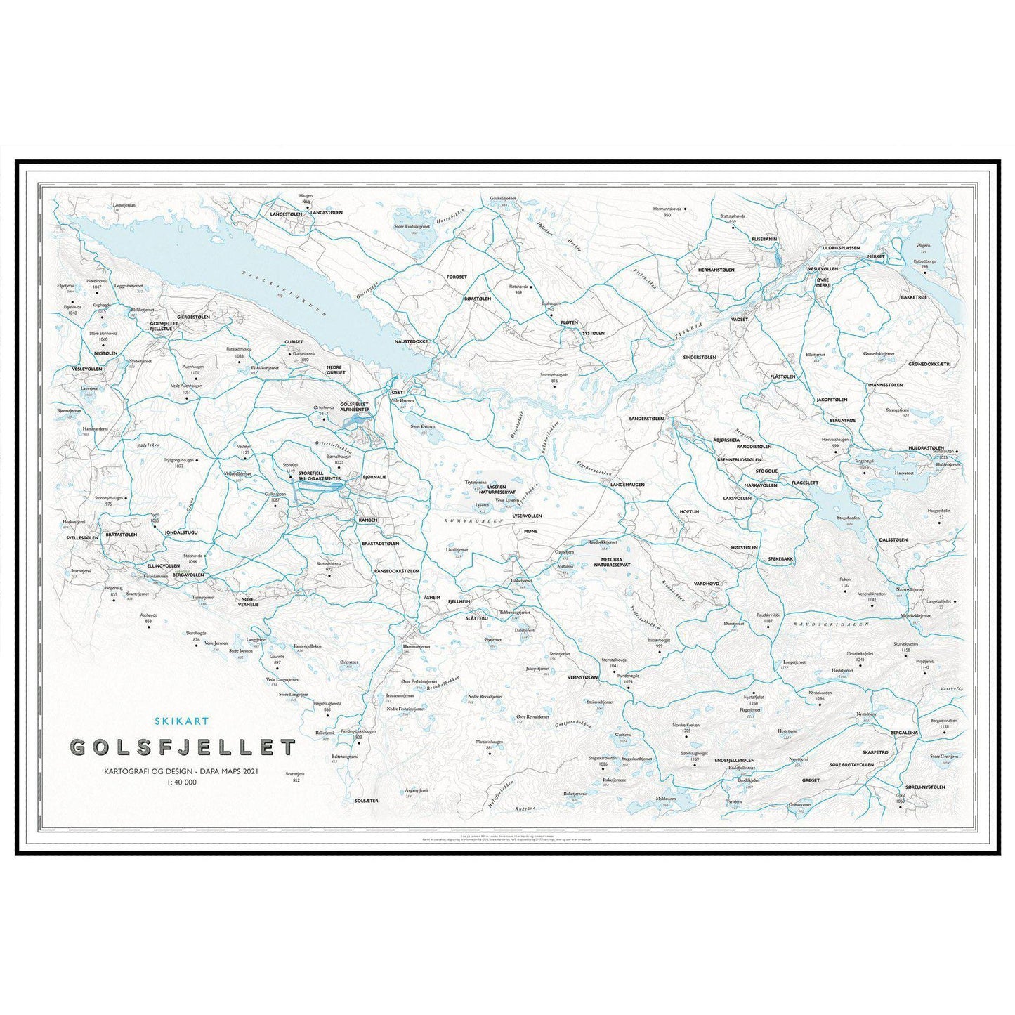 Skikart for Golsfjellet (50x70cm)-Skikart-Dapamaps-Hyttefeber