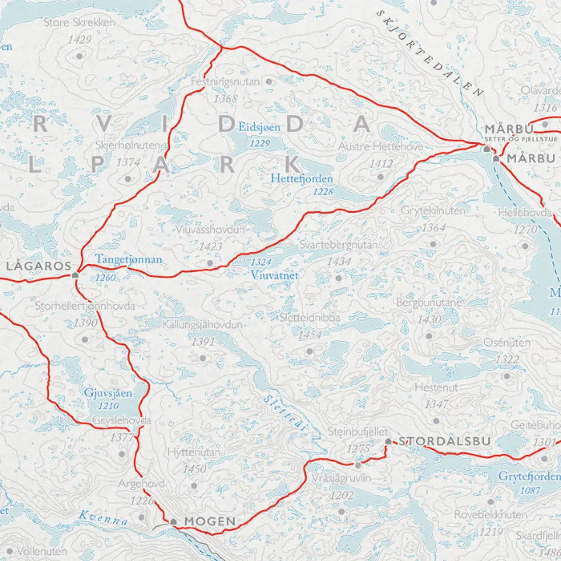 Hardangervidda turkart (50x70 cm)-Maps-Dapamaps-Hyttefeber