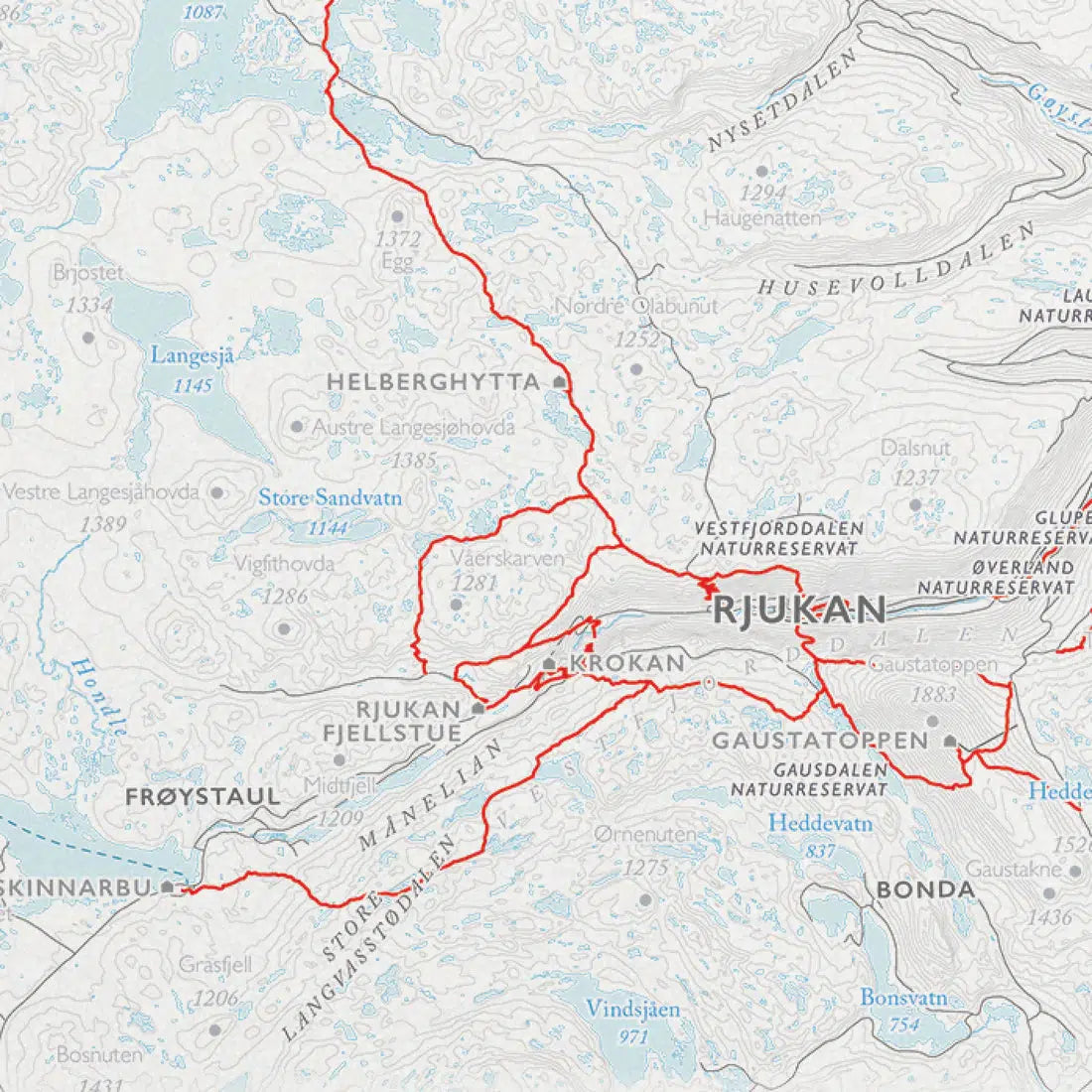 Hardangervidda turkart (50x70 cm)-Maps-Dapamaps-Hyttefeber