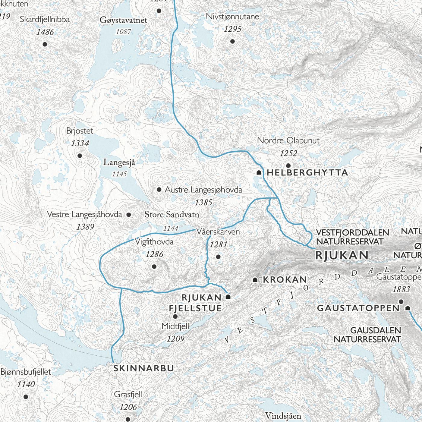 Skikart Hardangervidda (50x70 cm)-Maps-Dapamaps-Hyttefeber