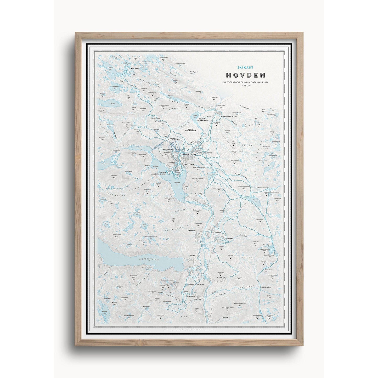 Skikart Hovden (50x70 cm)-Maps-Dapamaps-Hyttefeber