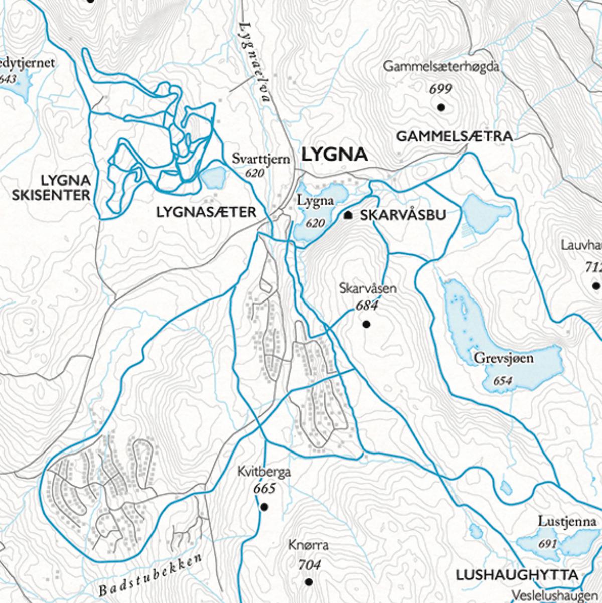 Skikart Lygna (50x70 cm)-Maps-Dapamaps-Hyttefeber