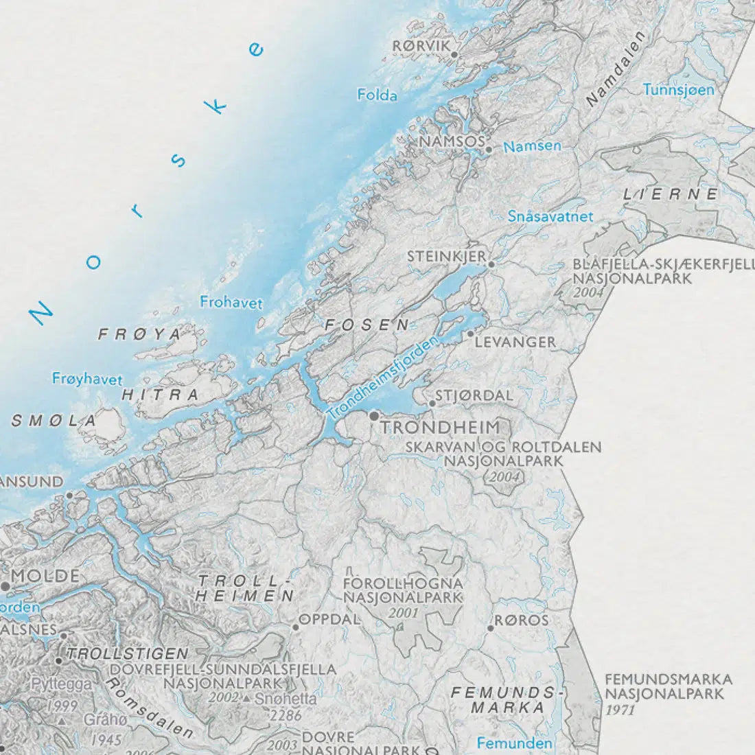 Norgeskart med nasjonalparker (50x70 cm)-Maps-Dapamaps-Hyttefeber