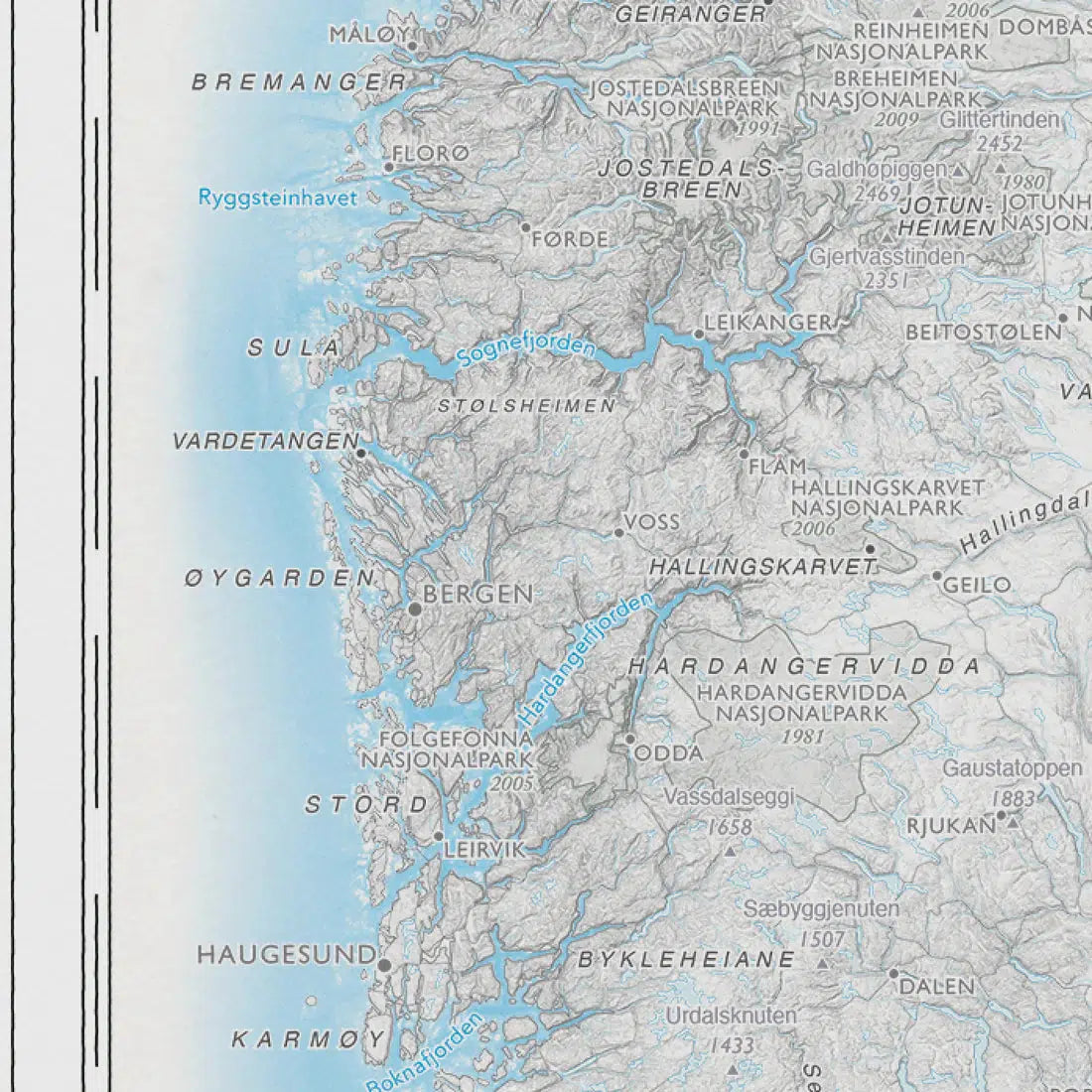 Norgeskart med nasjonalparker (50x70 cm)-Maps-Dapamaps-Hyttefeber