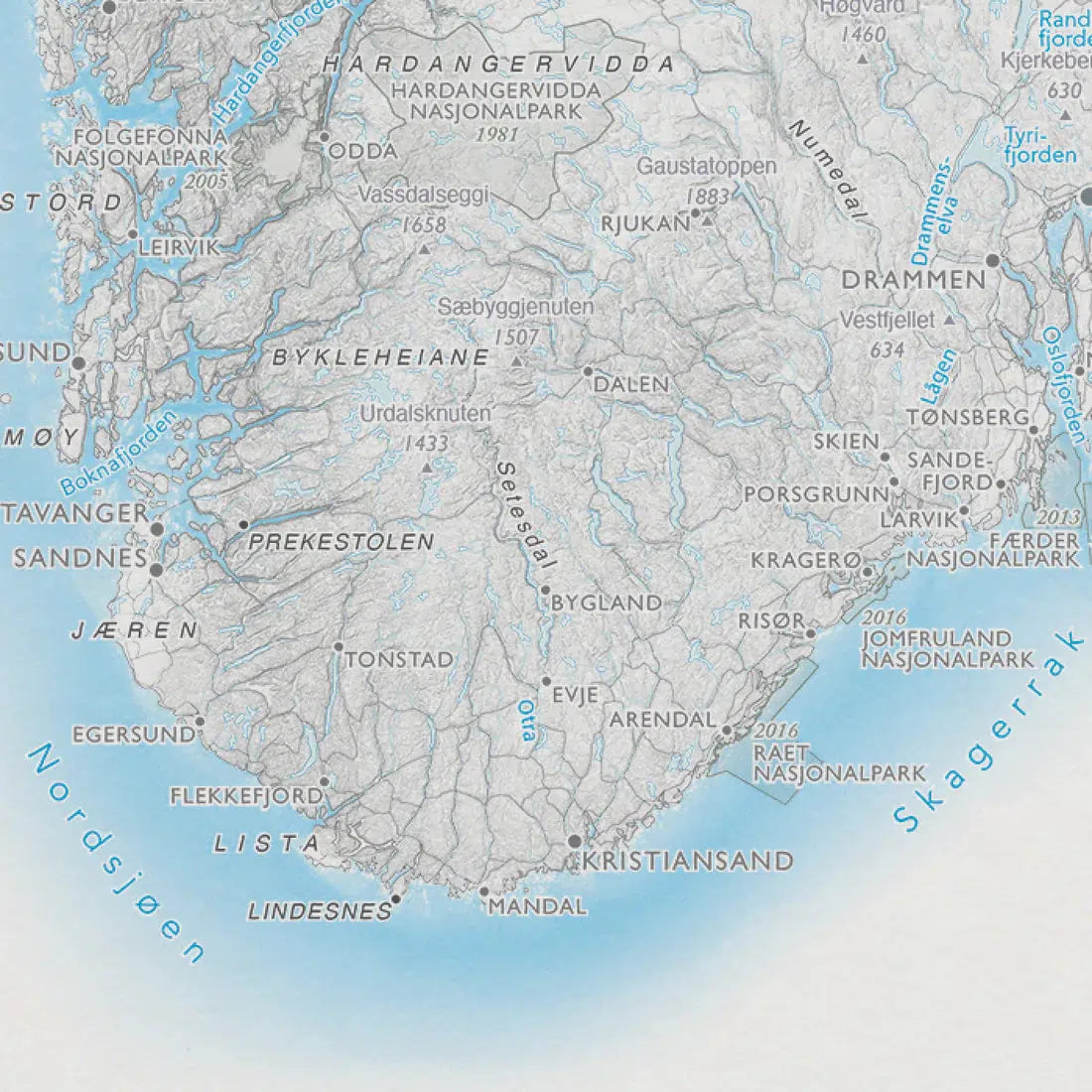 Norgeskart med nasjonalparker (50x70 cm)-Maps-Dapamaps-Hyttefeber