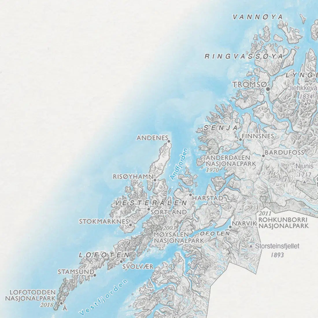 Norgeskart med nasjonalparker (50x70 cm)-Maps-Dapamaps-Hyttefeber